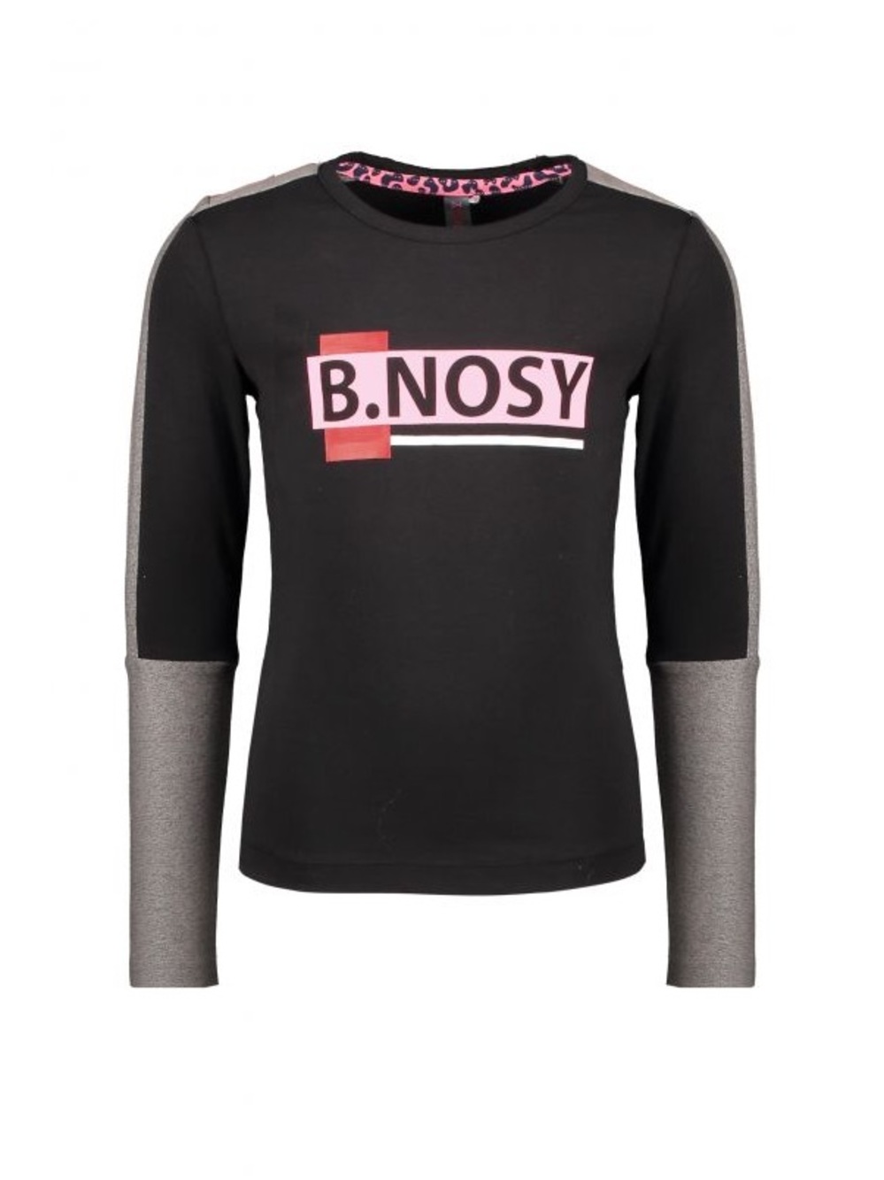 Girls' Black Long Sleeve Tee with Pink Logo